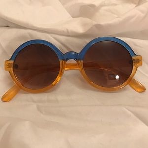 Orange and blue oversized sunglasses